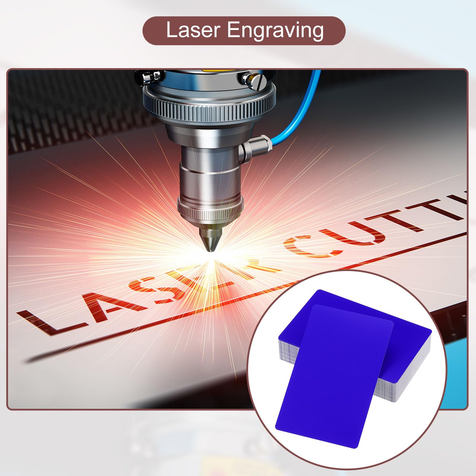 PATIKIL 200 sztuk metalowych wizytówek o grubości 0,21 mm 3,4 x 2,1 cala, aluminiowe, grawerowane laserowo, wizytówki do samodzielnego wykonania, ciemnoniebieskie