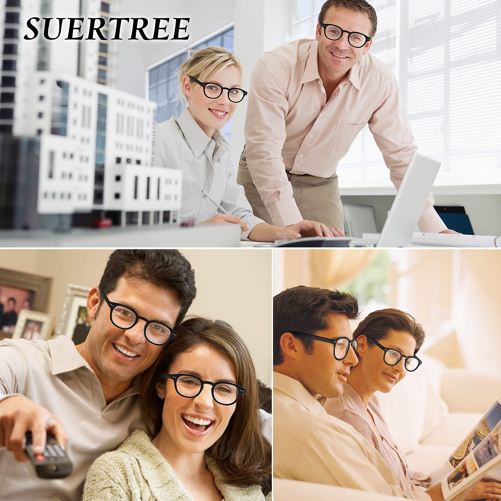 Suertree Spring Hinges Reading Glasses for Women Men Round Comfort Readers Anti Glare BM171 (2.0X), 3 X Round, 2.0x Dioptrien - Image 4