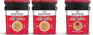 ReadyWise Long Term Emergency Food Supply, Breakfast and Entree Variety (3 Buckets- Total of 360 Servings)
