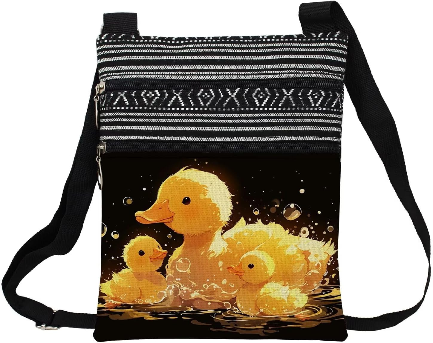 Rubber Duck Messenger Bag Small Ethnic Pattern Printed Adjustable Strap Crossbody Zipper Bag Rubber Duck Phone Bag Wallet Cute Shoulder Handbag for Women Friends -5