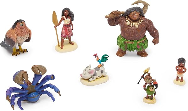 Disney Store Official Moana Figurine Set, Moana, Maui, Pua, HeiHei, Simea