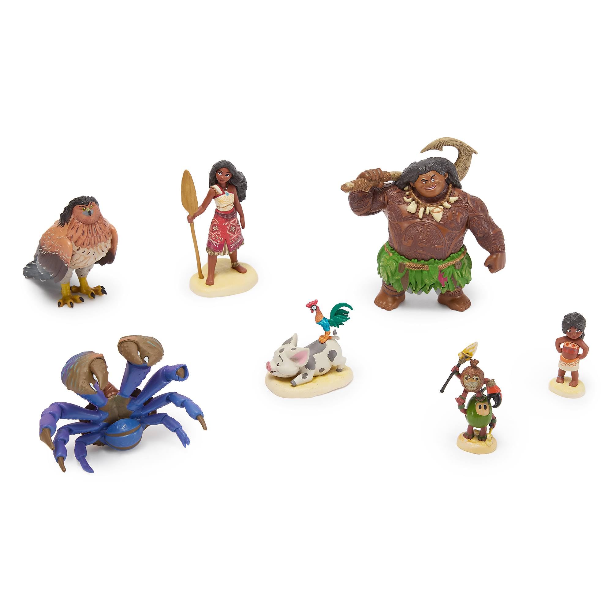 Disney Store Official Moana Figurine Set, Moana, Maui, Pua, HeiHei, Simea