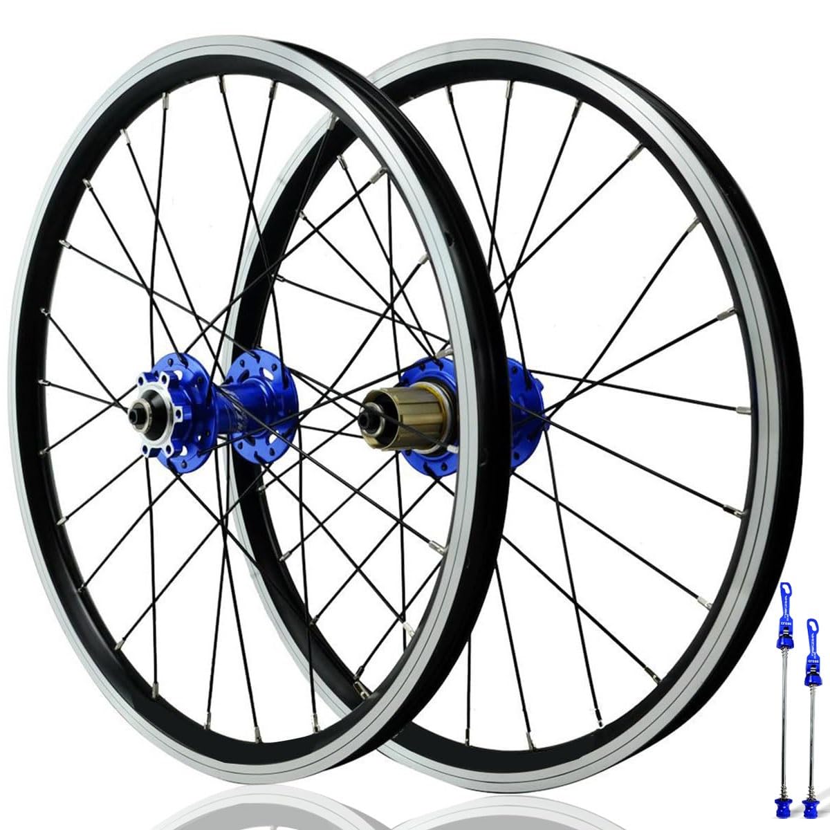ZXGSXIOU 406/451 BMX Wheelset 20in Quick Release Front And Rear Folding Bike Wheels Disc Brake 24H Hubs For 7-12 Speed Cassette Double Wall Aluminum Alloy Rims