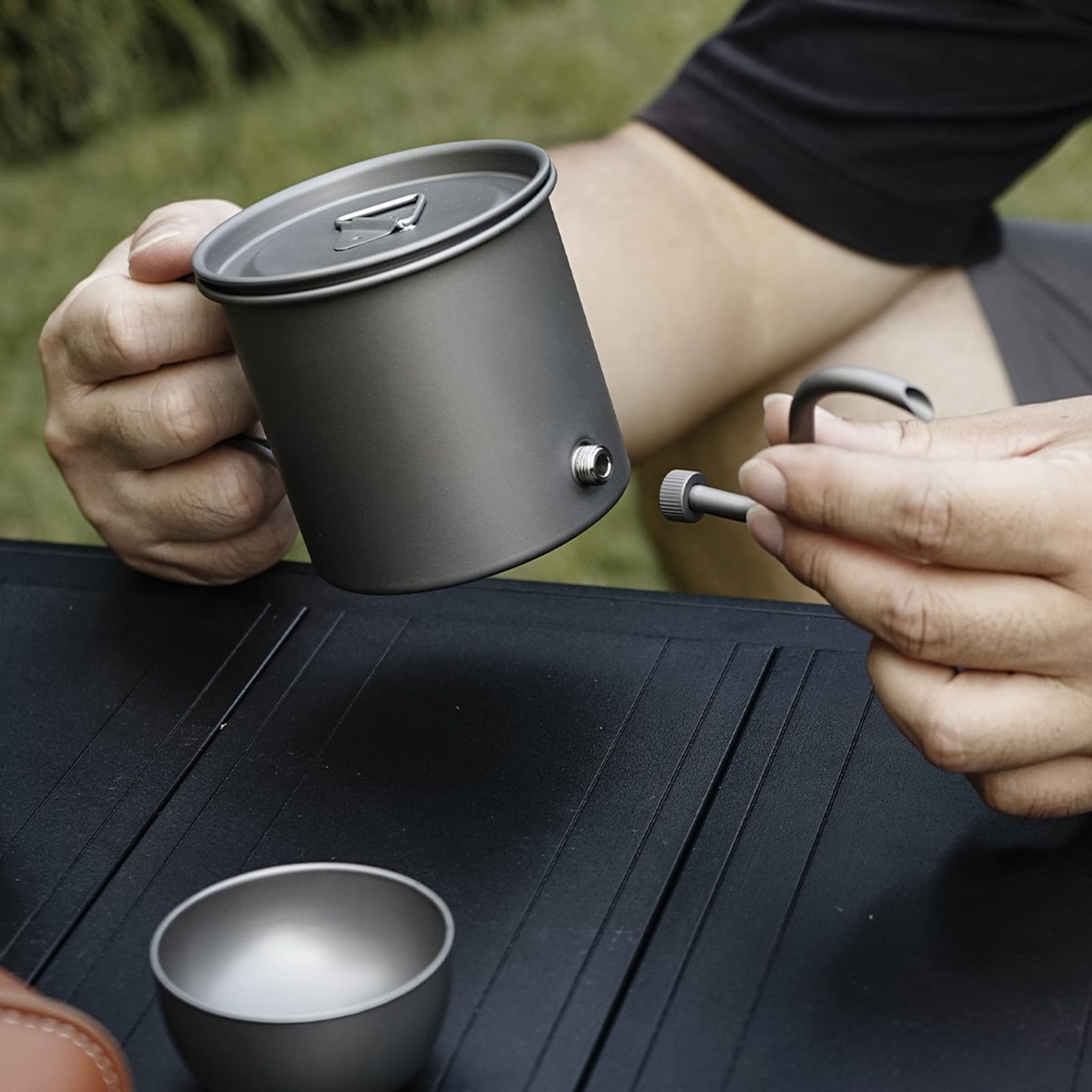 Platzsparendes Set aus Metall, 5-teilig, unverzichtbar für den Außenbereich, schnelles Aufheizen, Campingausrüstung für Naturliebhaber, Waren aus massivem Metall
