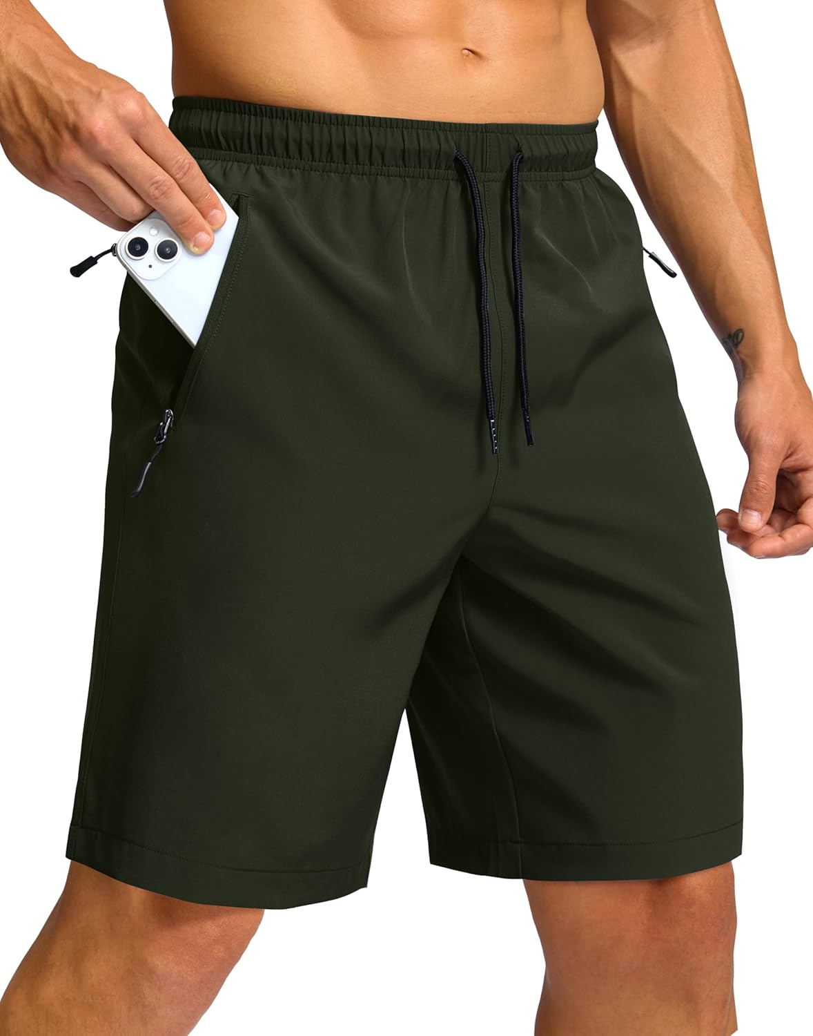 G Gradual Men's Shorts Lightweight Athletic Shorts Army Green