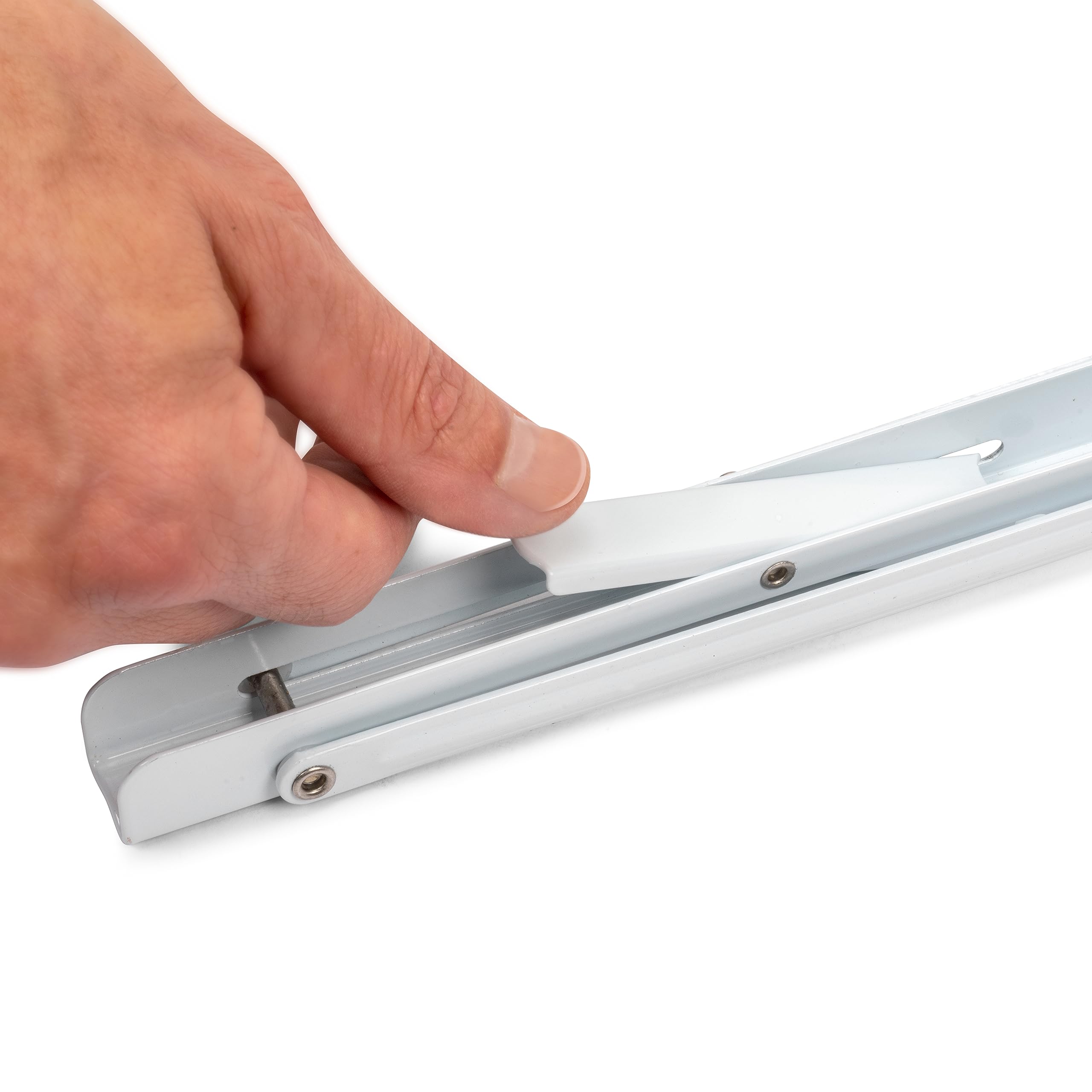 Emuca - Reggipiani pieghevoli, 403mm, Set di 2 staffe pieghevole per mensola a muro, carico max. 60kg, Verniciato bianco, Acciaio