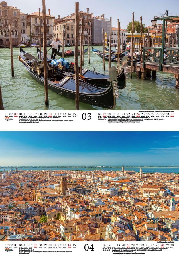 Travel Magic Venice DIN A4 Calendar for 2024 Holiday Beach Sea Italy Mediterranean Rialto Gondola Seelenzauber - Image 3
