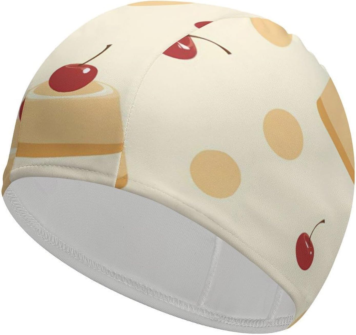 Cheese Pudding Cherries Womens Swim Cap for Men Adult Swimming Hat Curly Short Medium Long Hair