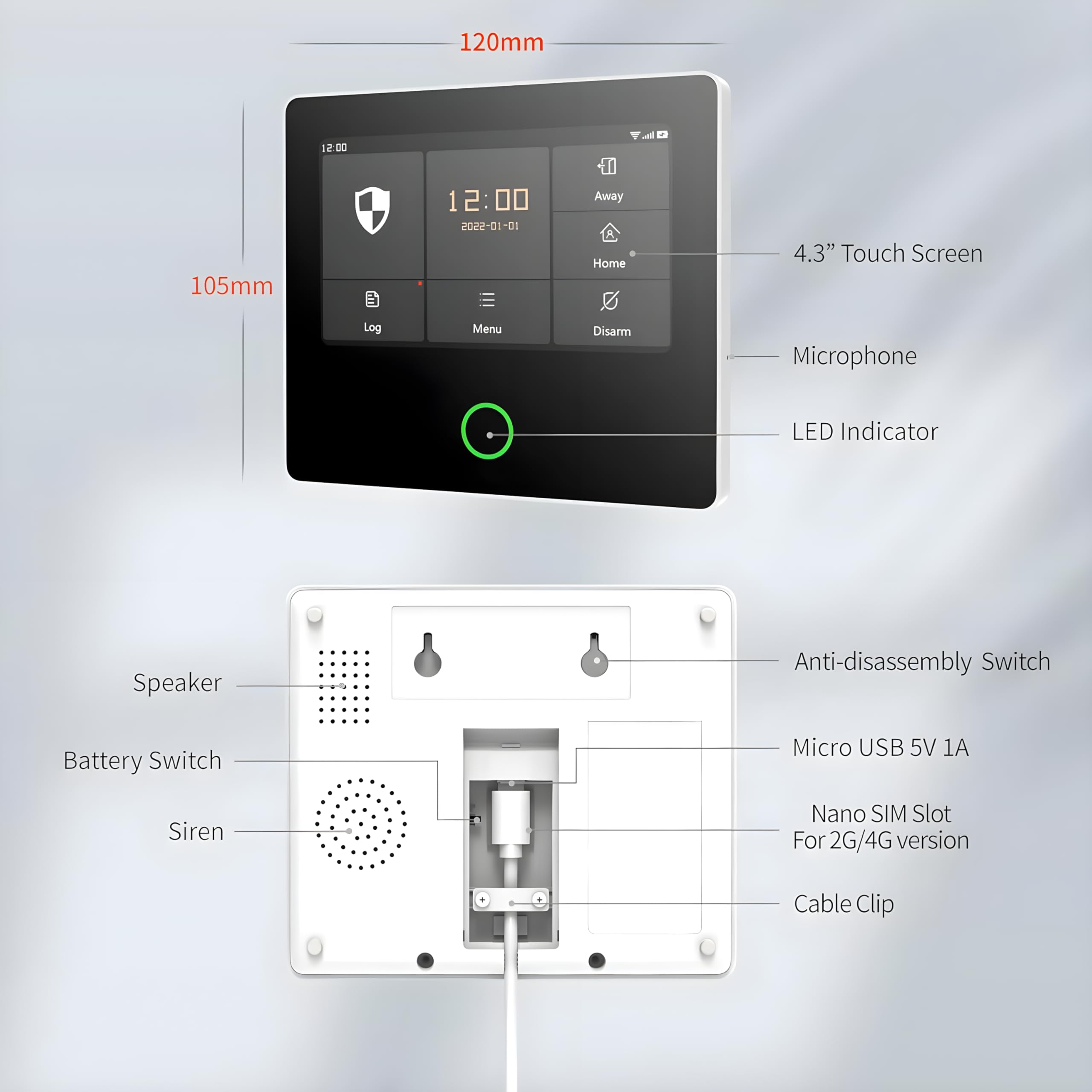TECPEAK Drahtloses Hausalarmanlage, WLAN/GSM/4G mit Sirenensicherheit, bietet einen hocheffizienten Modus zum Schutz Ihres Hauses und Büros (S1)