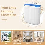 Zynkez laveuse portable, 14Lbs laveuse la baignoire jumelée compacte, semi-automatique 9Lbs Lave-linge et 5Lbs Spinner Combo pour Appartements, Dorms, RVs