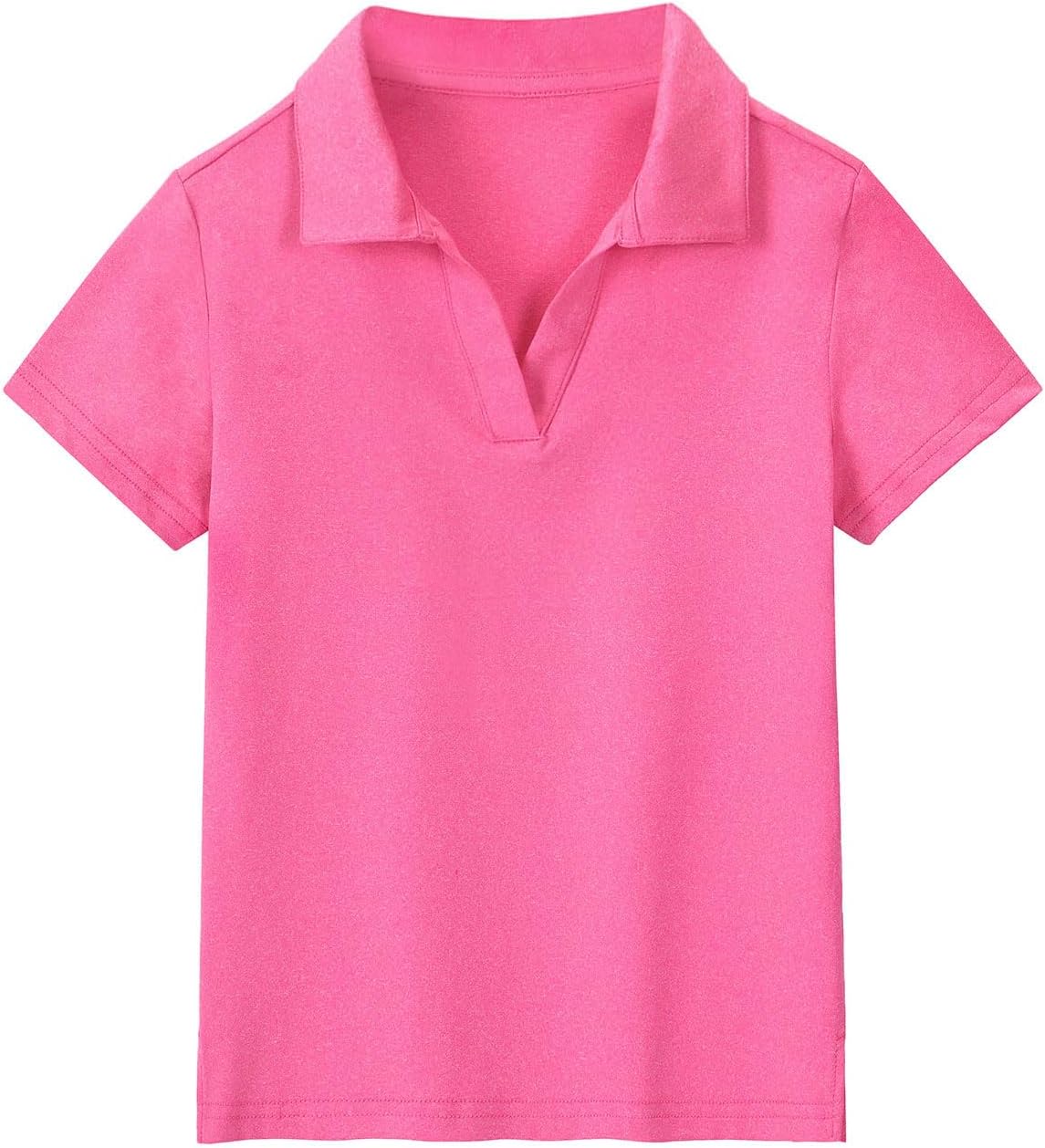 Girls Golf Polo Shirts V Neck Tennis Outfits Tops for Aged 6-13
