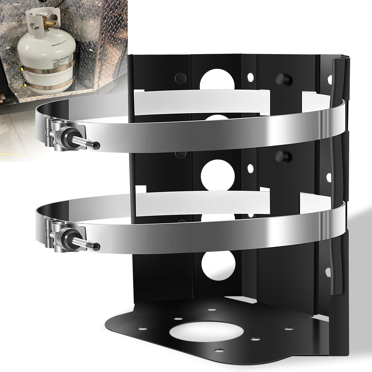 20 lb Heavy-Duty BBQ Propane Tank Holder Fit for 12-Inch 17lb 20lb 22lb BBQ Gas Tanks, for Vehicle, Truck Bed, Trailer, Car, RV, Boat Replace BKT-2290