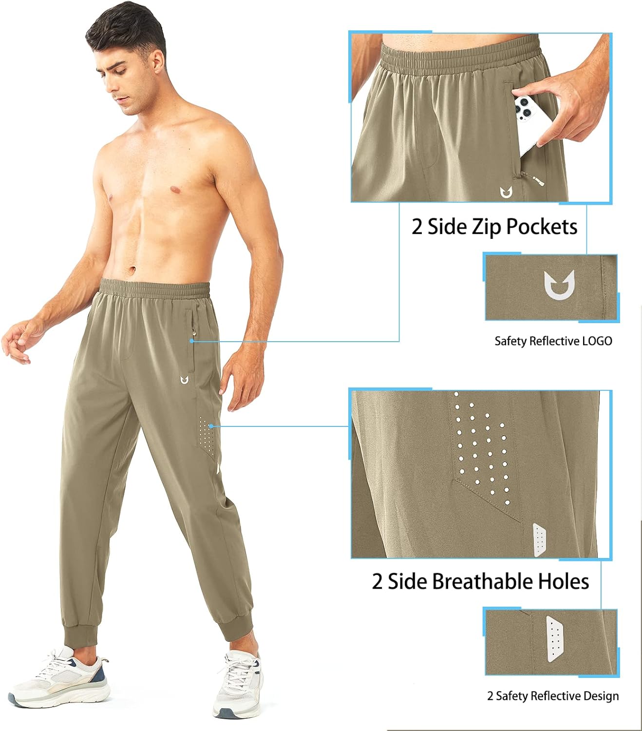 NORTHYARD Men's Athletic Running Pants Lightweight Workout Joggers Quick Dry Gym Sweatpants Active Sports Track Training