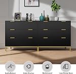 Anmytek Armoire noire moderne avec rangement spacieux, bois 3 Dressing pour chambre avec armoire de rangement Accent coffre de tiroirs pour chambre Hallway, H0073