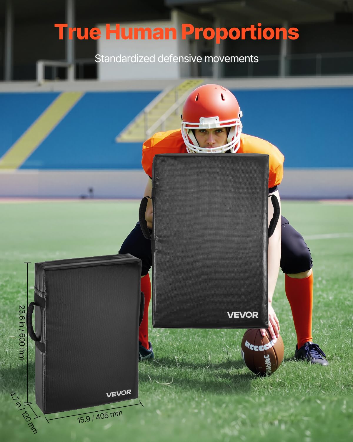VEVOR Bouclier de Percussion de Rugby 60x40,5 cm 2PCs, Matériels d’Entraînement de Football Américain en Éponge Haute Densité, Coussinets de Blocage avec Poignées, Équipement pour Hockey, Crosse
