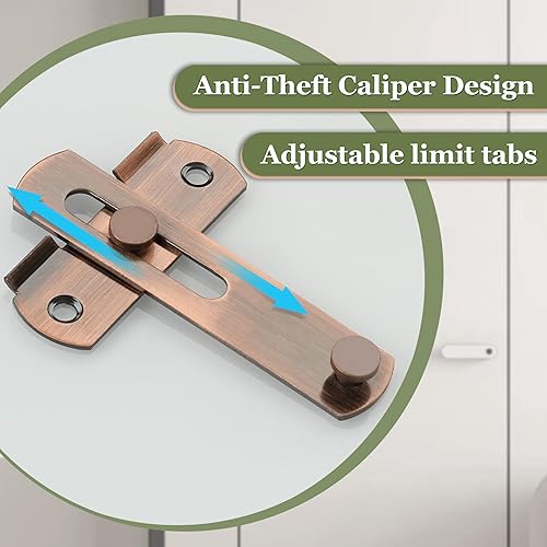 Miniatura 10 de Alise Cerradura de puerta de seguridad para valla de madera de granero, puertas francesas deslizantes, cerraduras de hardware de acero inoxidable