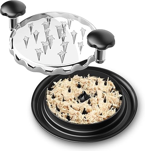 Trituradora de pollo, máquina trituradora de carne, herramienta giratoria con asas de cubierta transparente y base antideslizante para carne molida