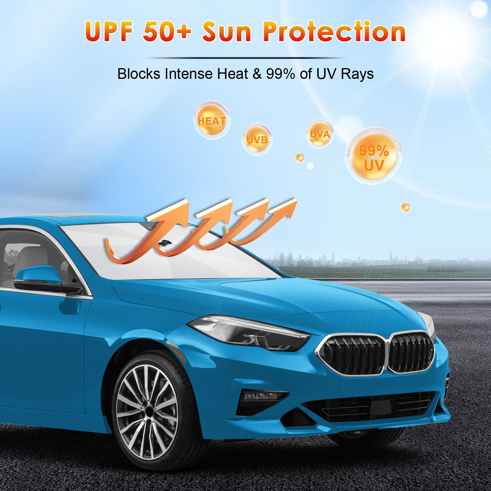 [Mise à Jour 2026] BSTW Compatible avec BMW 1 Serie F20 F40 et 2 Serie F22 F44 Pare-Soleil de Pare-Brise Parasol à Pliage Automatique Conception à Cordon Isolation Thermique et Protection UV