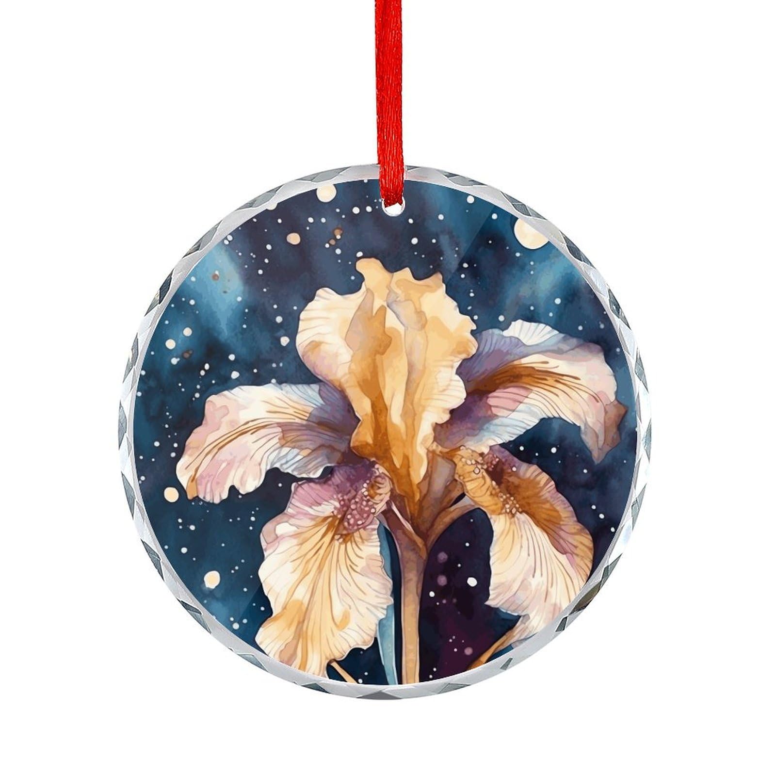 Fodpand Women's Style Iris Flower Image Round Glass Ornament Keepsake Gift Exchange Ideas Car Decor,Christmas Ornaments For Tree Window Garden Ornaments