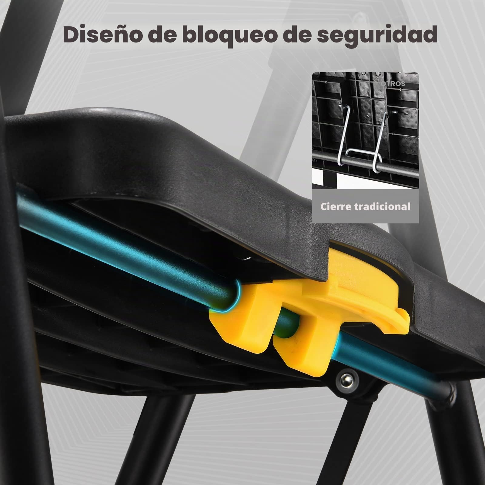 HBTower Escalera 5 Peldaños Plegable con Bandeja Portaherramientas, Escalera Antideslizante de Acero, Capacidad Máxima 150 kg, Ideal para Casa, Garaje y Obra