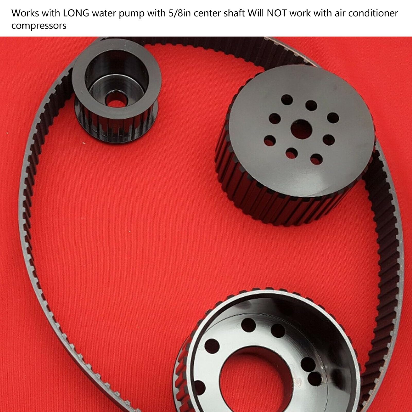 Cocoarm Kit Puleggia Cinghia, Sostituzione Pompa Acqua Lunga in Lega di Alluminio per Motore Chevy 283 305 307, Rapporto 1:1 per Uso Servosterzo