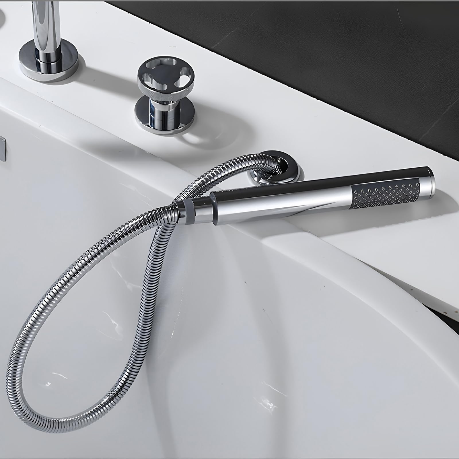 XJTNLB Grifo Bañera y Ducha Grifo Ducha Monomando 4 Agujeros, Gris Pistola