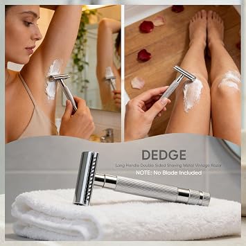 Dedge Classic Double Edge Safety Razor,Manual Shaving for a Close Shave, Smooth Shave,Reusable Razor No Blade Included (Chrome)