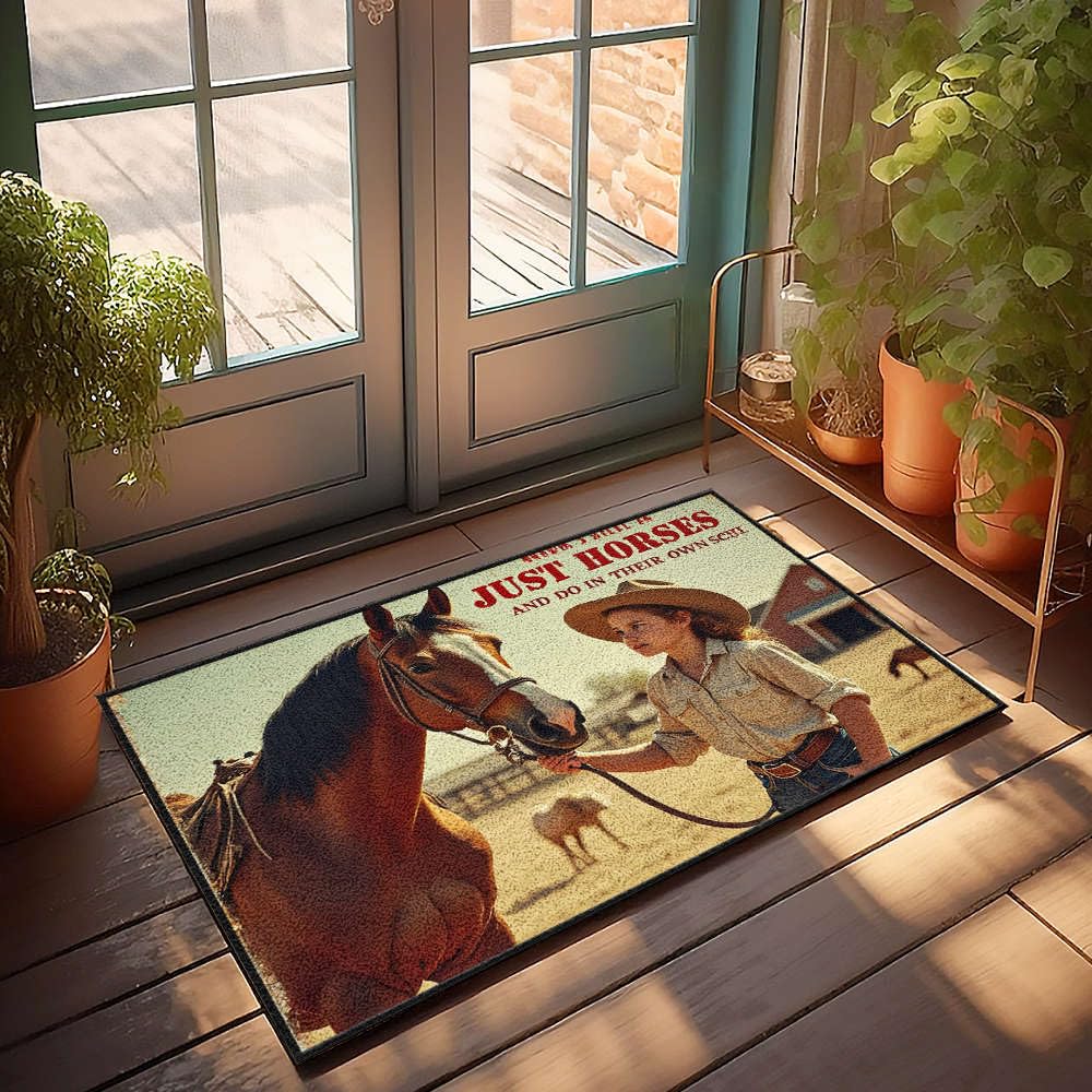 Tapis d'intérieur porte d'entrée équitation chevaux tapis cuisine vintage 65x90cm
