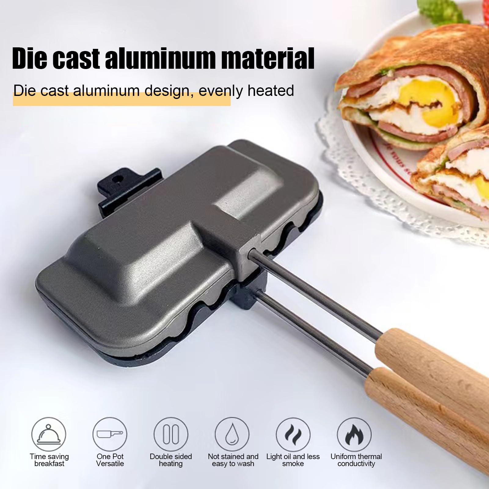 Toasted Sandwich Maker - Padella laterale per fornello, griglia per toast riutilizzabile | Fornello antiaderente compatto, padella sicura per frittelle, frittata vegetariana, uova fritte, cucina