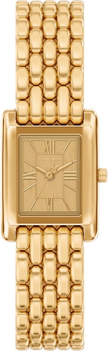 Reloj de tres manos Essex de acero inoxidable en tono dorado para mujer (modelo: MK4997)