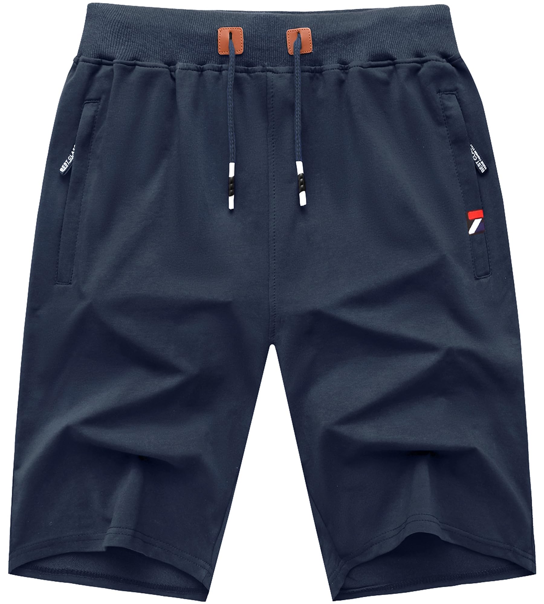 GEEK LIGHTING Mens Shorts Casual Cotton Drawstring Zipper Pockets Elastic Waist Lightweight Summer Athletic Beach Shorts