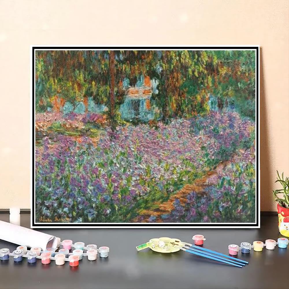 Malen Nach Zahlen Claude Monet Garten – Leinwand 40x50 Cm, Acrylfarben, Für Erwachsene & Anfänger