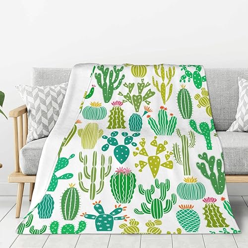 Vista 3 de Manta de flores de cactus y plantas, mantas suaves de franela, manta de cama, acogedora y ligera, regalos de felpa para mujeres, hombres, niños