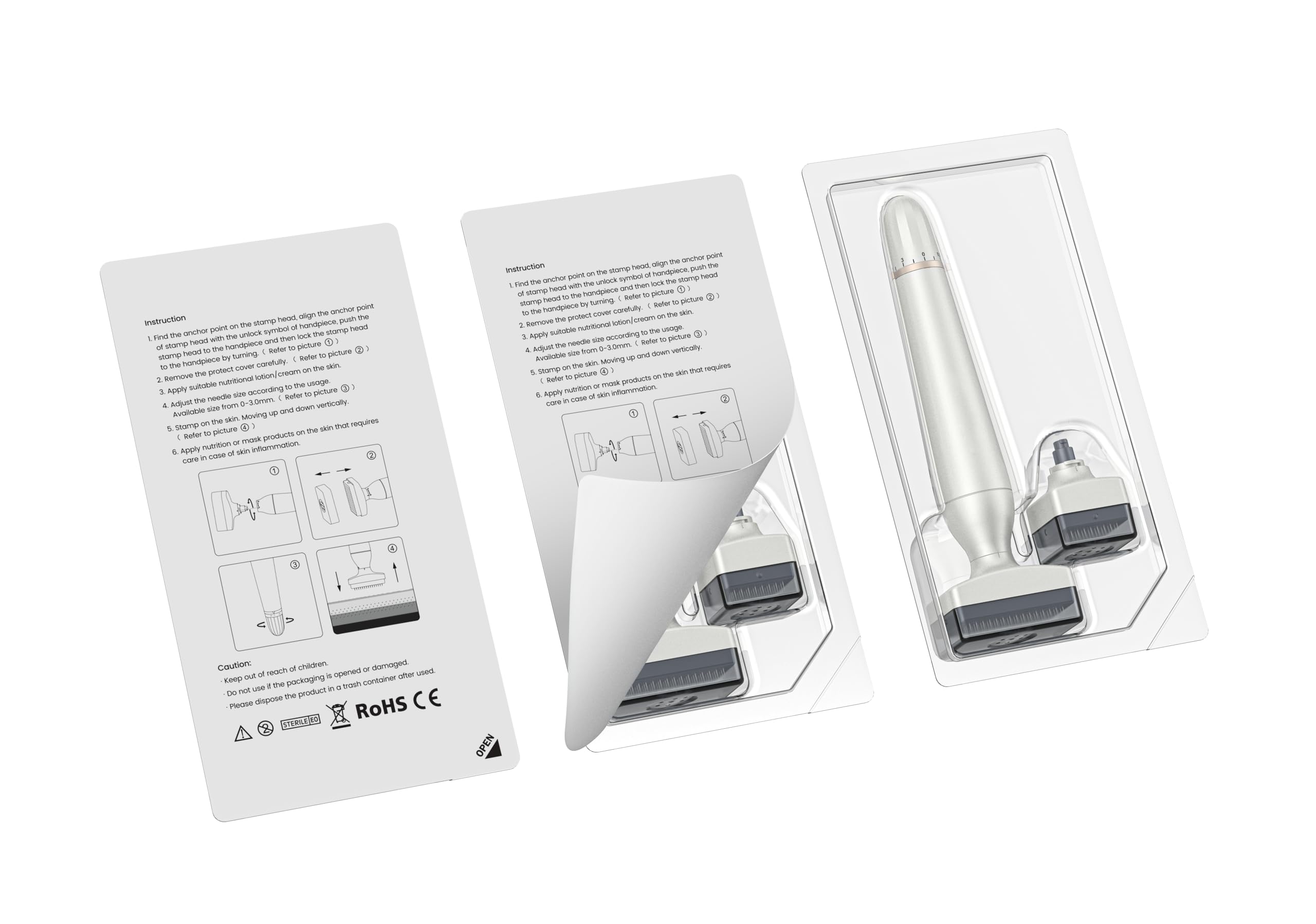 Derma Stamp Outil professionnel réglable en titane 0–3 mm – Croissance des cheveux et de la barbe, soins du visage et du corps – Alternative à un usage domestique pour Derma Roller et stylo – Hommes