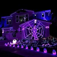 Vista 5 de JMEXSUSS Luces solares de Halloween moradas (cadena de luces solares y luces de hadas solares)