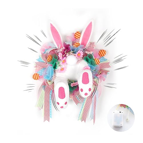 Easter Bunny Butt Wreath, Spring Door Decoration Kit, Colorful Ribbon