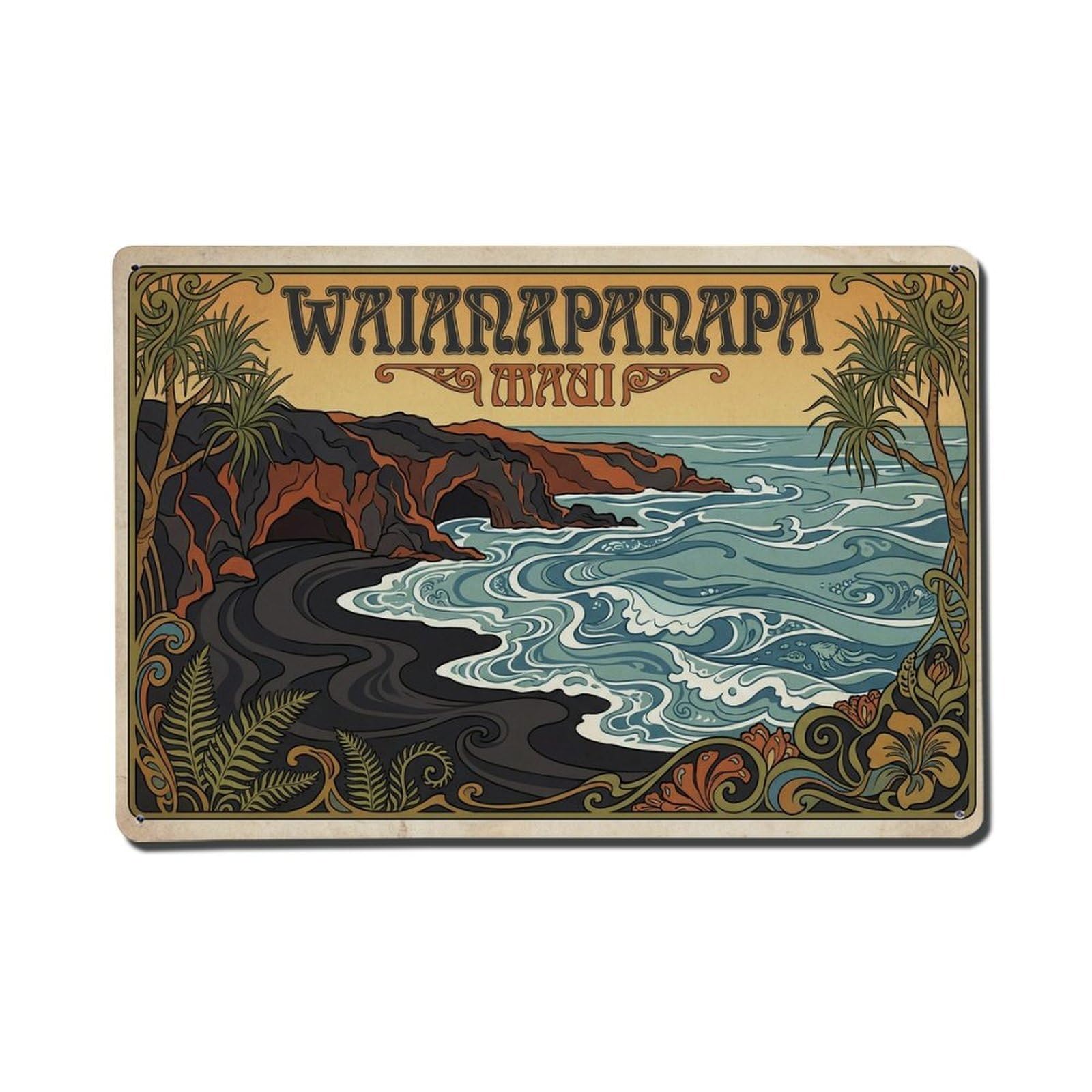 Xanthor Style Retro Travel Usa Waianapanapa Metal Tin Sign