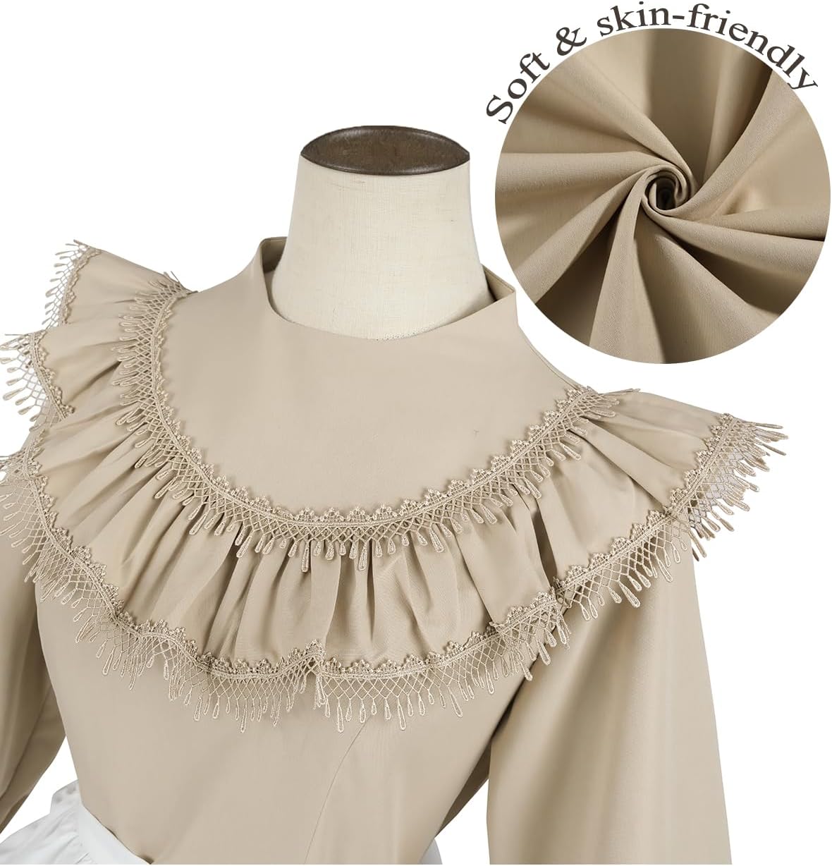 CR ROLECOS Womens Pioneer Dress Floral Prairie Dresses Long Sleeve Pilgrim Colonial Costume - Image 4