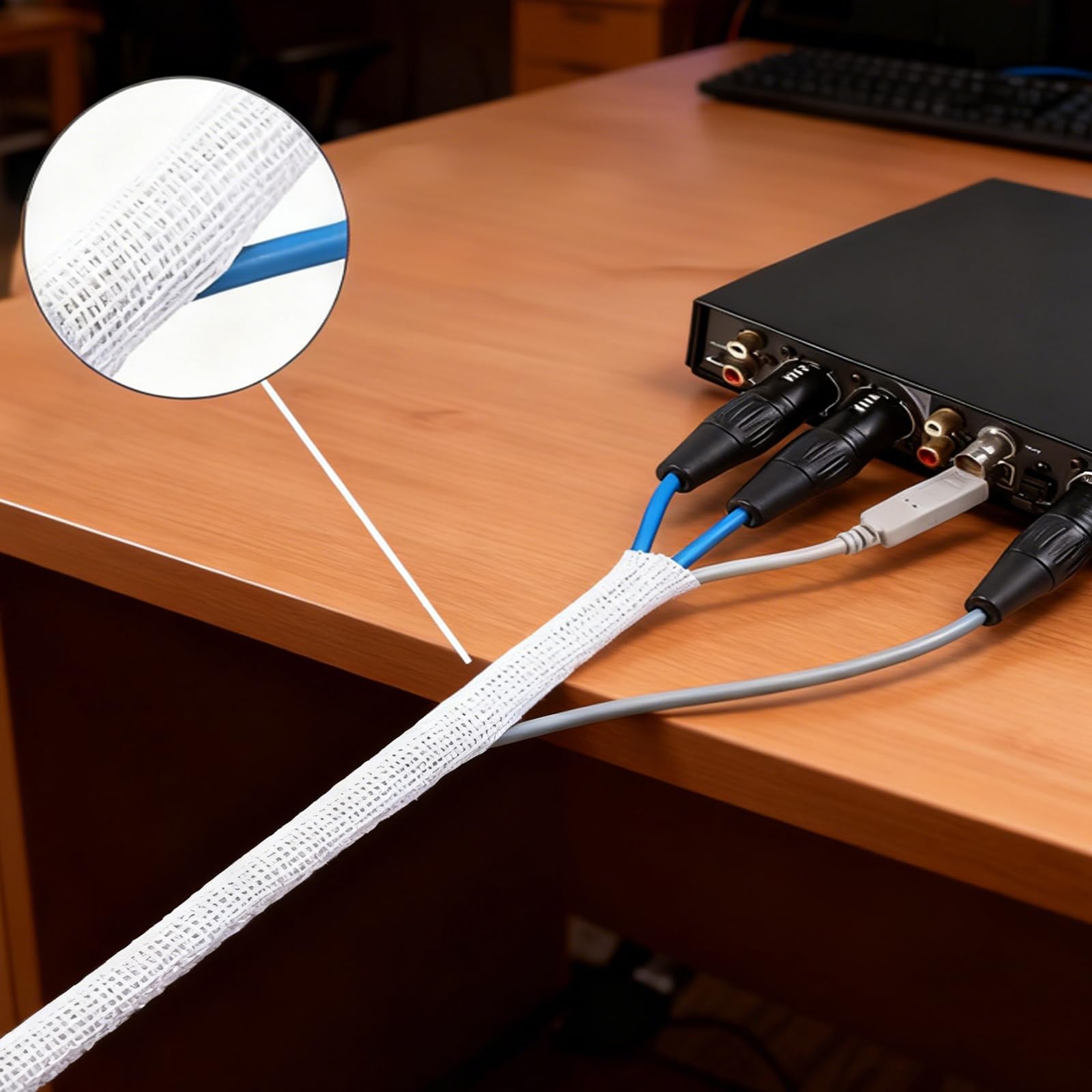 Schludny rękaw na kabel, ochrona kabla 3 m, 1/5.1 cm, tuleja do zarządzania kablami, rurka do kabla USB, kabel zasilający, kabel audio wideo w domu, biurze