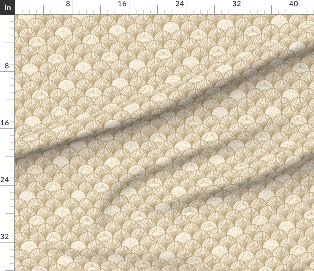 Spoonflower Fabric - Sea Shells Neutral Ivory Monochrome Coastal Nautical Calm Serene Printed on Petal Cotton Fabric Fat Quarter - Sewing Quilting Apparel Crafts Decor