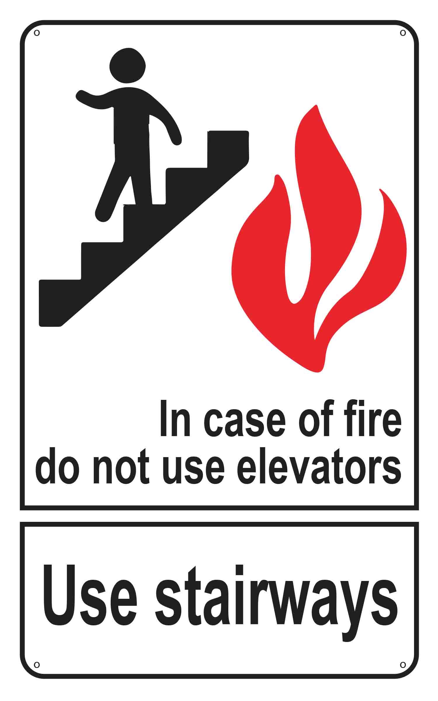 in Case of Fire Do Not Use Elevators Use Stairway Sign for Public Safety, Meet Fire Safety Codes, 8"x5" 0.06” Heavy Duty Commercial Plastic, Indoor/