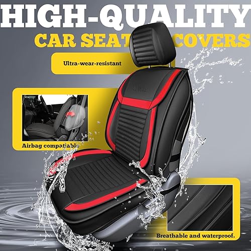 Miniatura 43 de LINGVIDO - Fundas de piel sintética con respaldo para asiento de automóvil, transpirables, impermeables, universal y antideslizante, para SUV, Beige