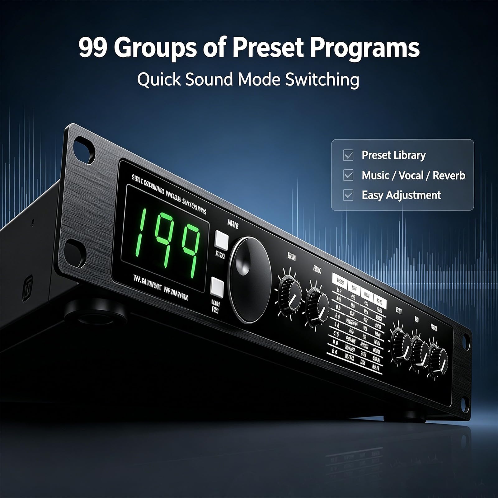 COYEUX Procesador Dsp Profesional De Efectos Múltiples Digitales, Ecualizador De Audio con Reverberación Y 99 Programas Predefinidos, Procesador De Señal Programable De Doble Canal Y 24 bits para