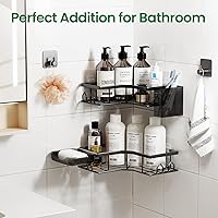 Vista 7 de Adhesive Shower Caddy, 2 Pack Corner Bath Organizer, Rustproof Stainless Steel Shower Shelves with Large Capacity, No Drilling Shelves for Bathroom