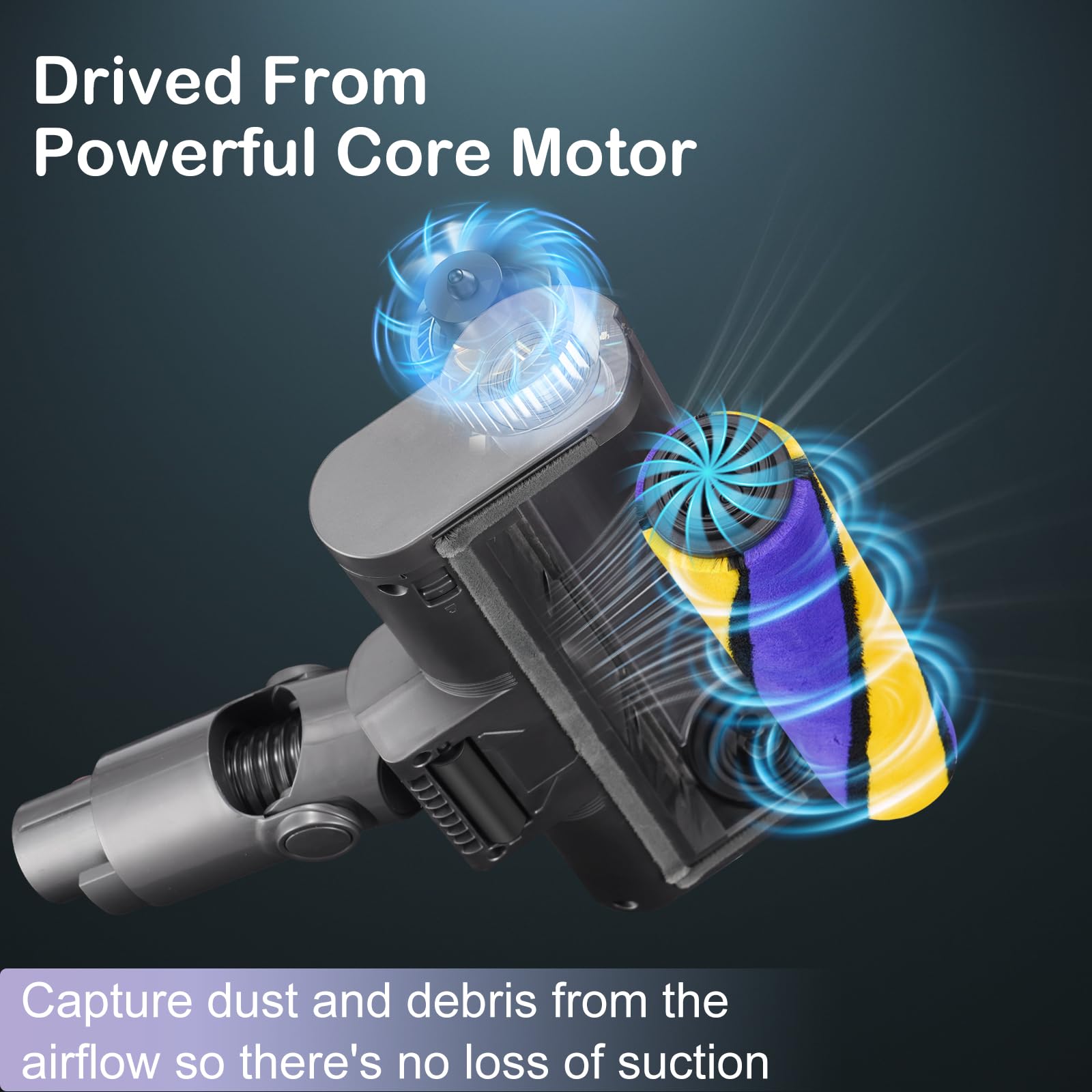Cabezal de Cepillo Eléctrico para Dyson V7, V8, V10, V11 y V15, Cepillo del Rodillo con Luces LED para Revelar el Polvo Invisible y Rodillo Suave para una Limpieza Eficaz en Suelos Duros