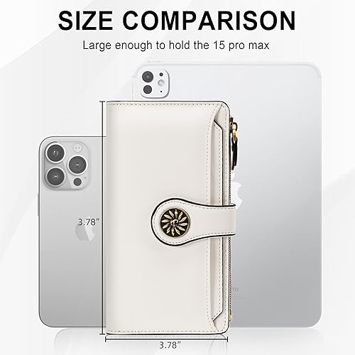 Miniatura 6 de Travelambo - Cartera para mujer con bloqueo RFID de gran capacidad, de lujo, en cuero encerado, cartera clutch con organizador para varias tarjetas,