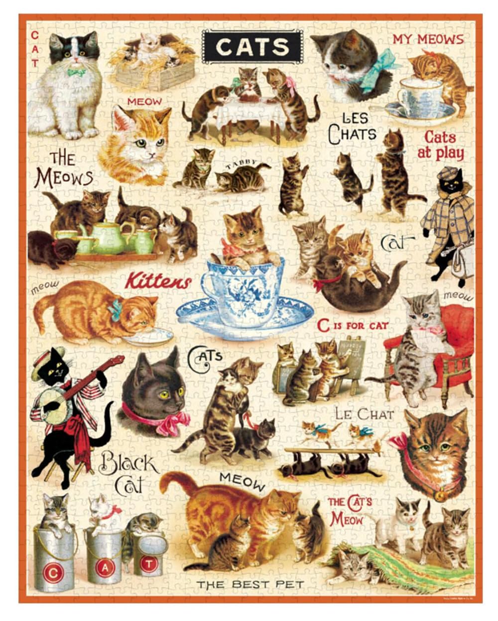 Amazon.com: Cavallini & Co. Vintage Cats Puzzle - 1000 Pieces (PZL