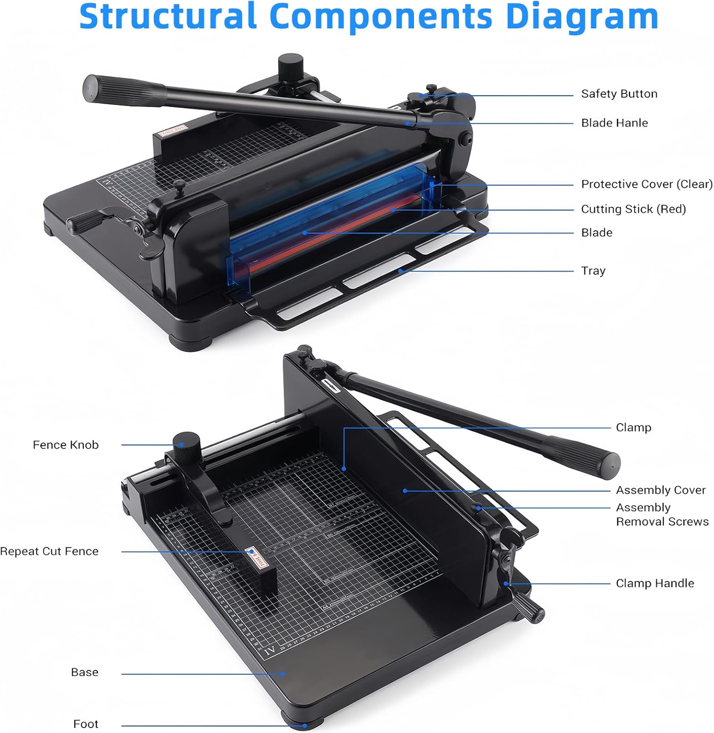ISDIR Heavy Duty Guillotine Paper Cutter, 12” A4 Stack Paper Trimmer, Cuts Up to 400 Sheets, All-Steel Base with Safety Lock, Professional Paper Cutter for Office, School & Print Shop