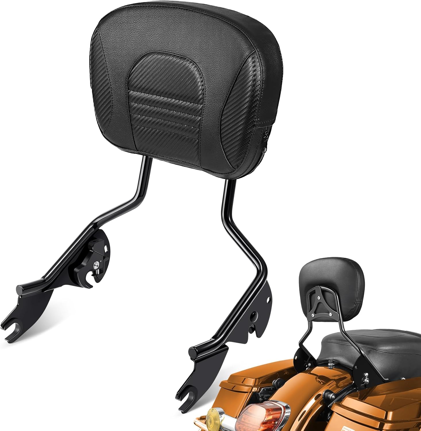 PBYMT Backrest Sissy Bar Fit for Harley Davidson Touring 2009-later (Black)