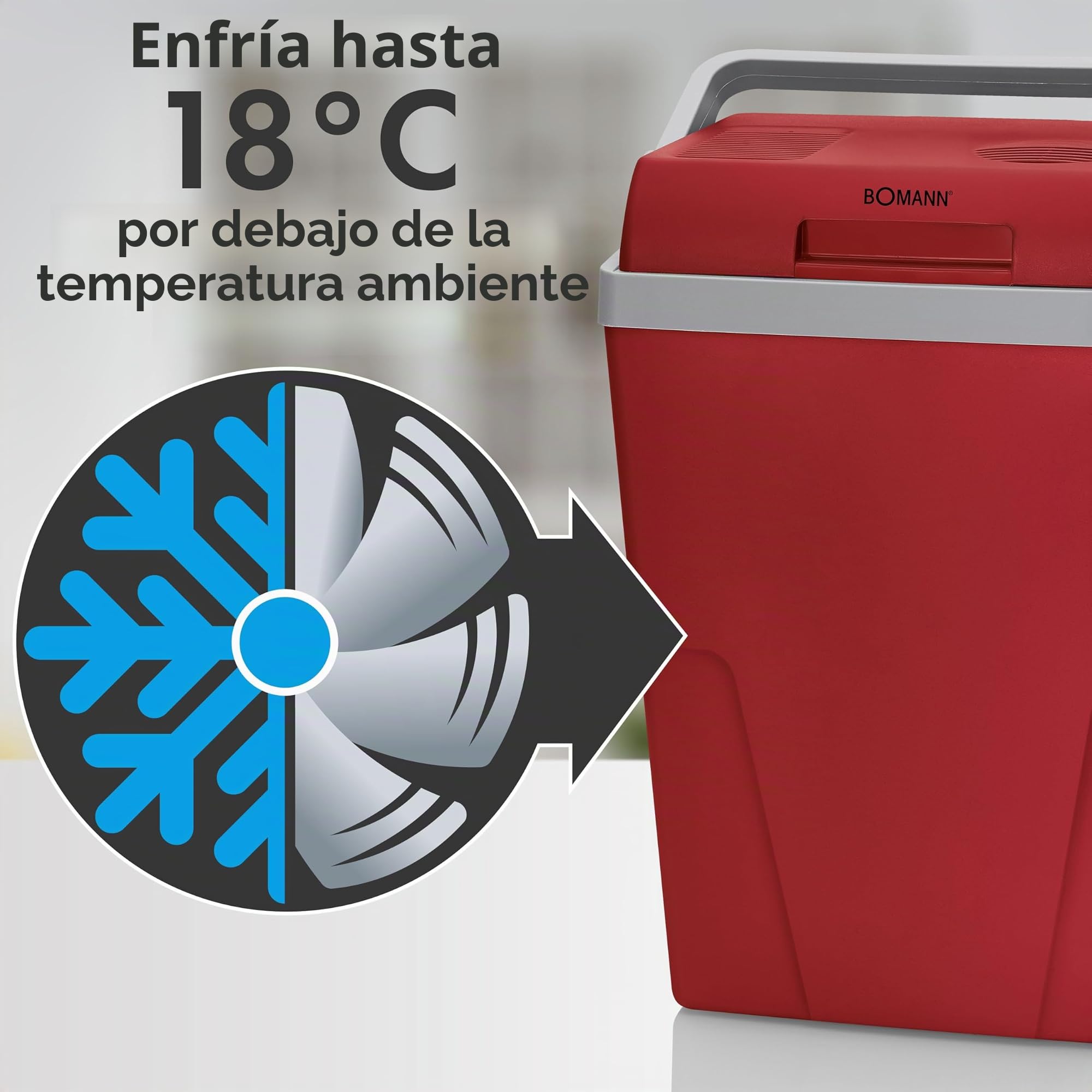 Nevera portátil Bomann® para coche | Carcasa robusta | Nevera eléctrica 12V 230V | Nevera para camping 22L | Nevera portátil para coche | Nevera portátil para coche KB 6011.1 CB Roja